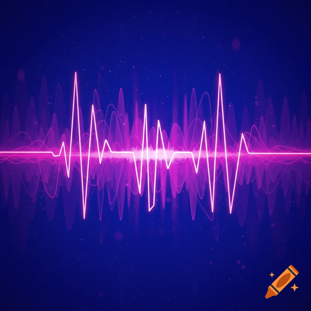Glowing pink waveform on a dark blue background.