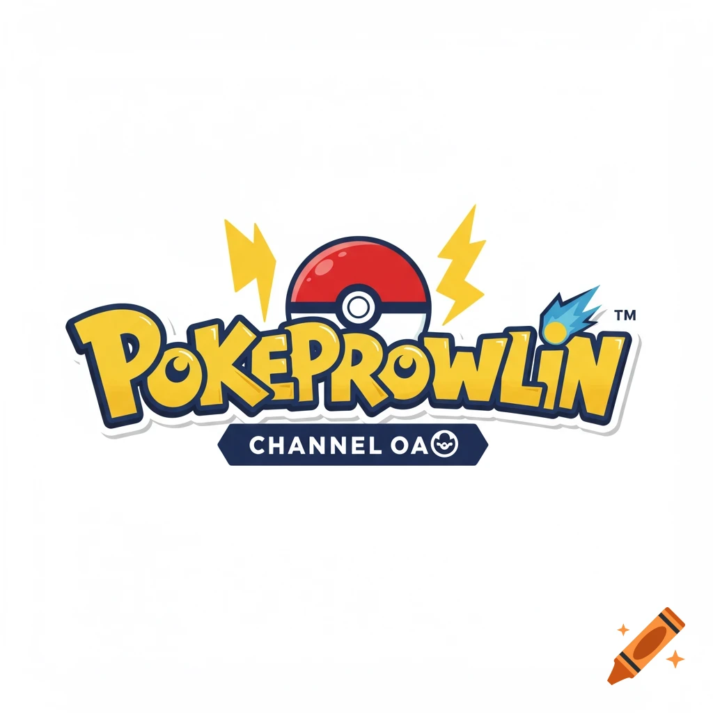 A logo in the style of the Pokemon logo featuring a Poke Ball with lightning bolts, the text "POKEPROWLIN", and a banner below that reads "CHANNEL OA".