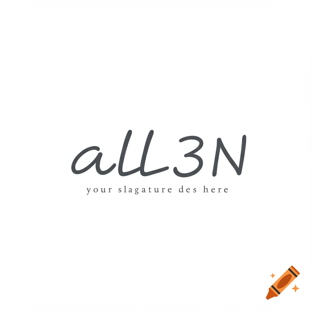 Black text 'aLL3N' in script font above smaller text 'your slagature des here' on white background.