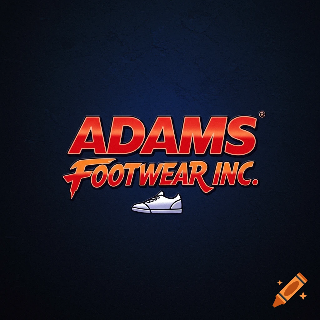 Logo for Adams Footwear Inc. with stylized text and a shoe.