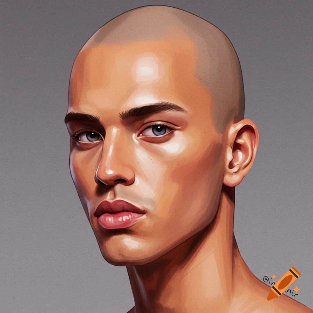Portrait of a bald man looking forward.