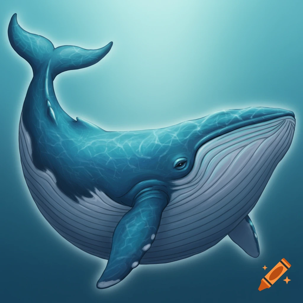 A blue whale swimming