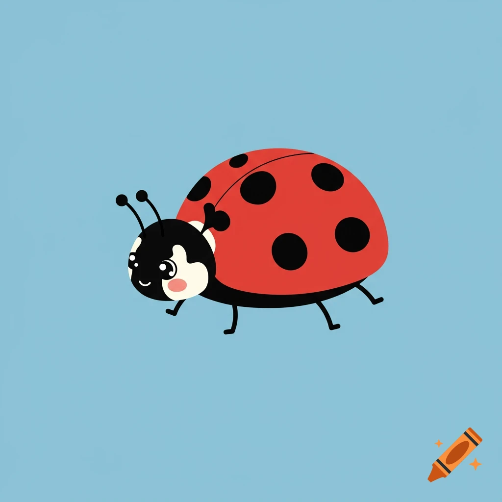 A cute, vector-style ladybug on a blue background.