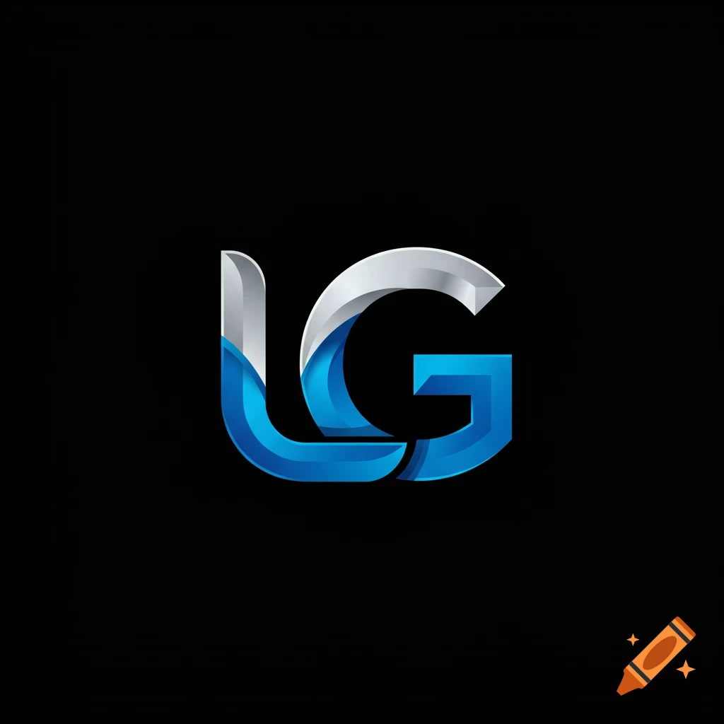 A 3D style logo with the initials LG in silver and blue gradient on a black background.