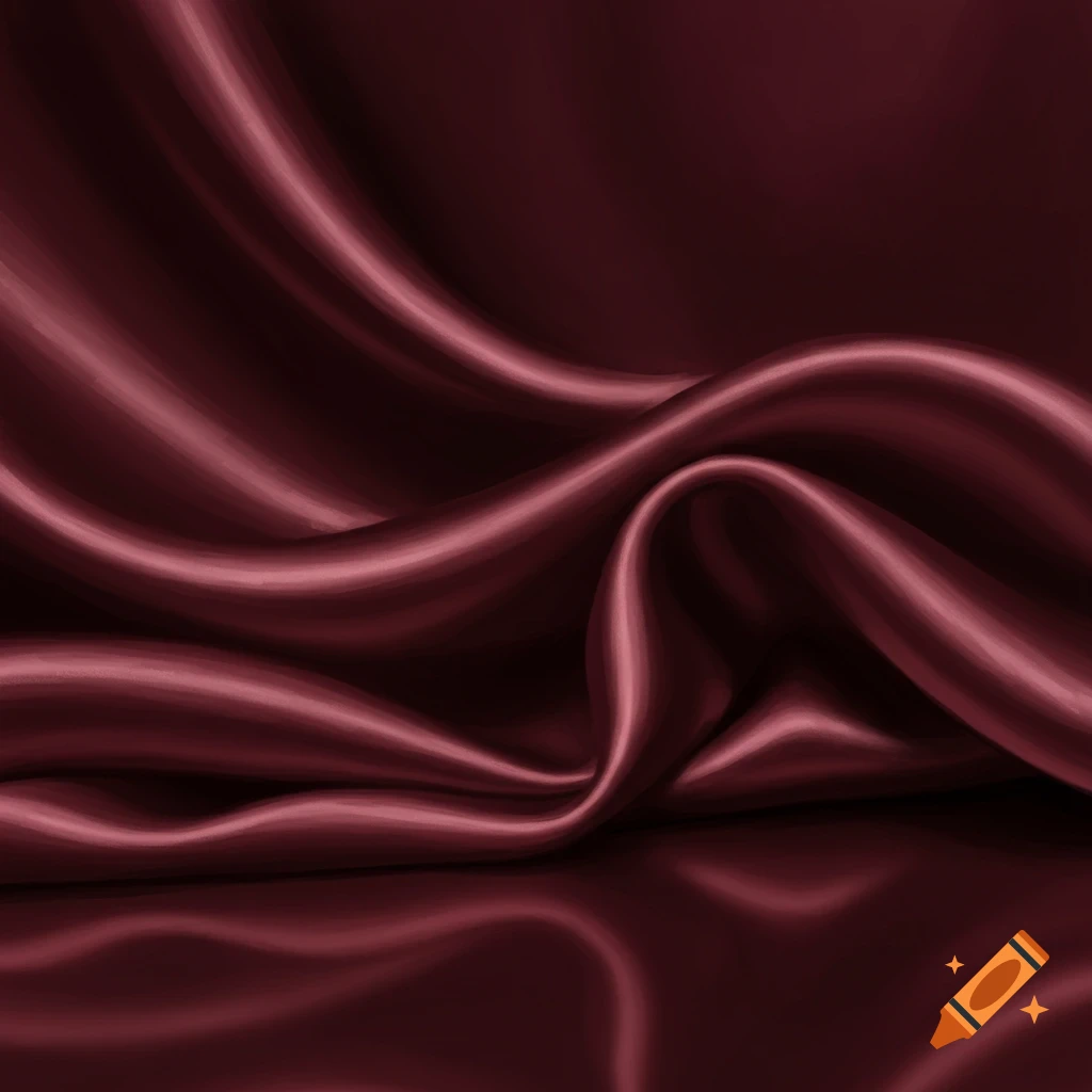 Folded maroon silk fabric.