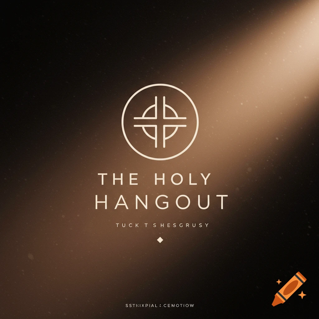 A minimalist logo design with a circular symbol and the text 'THE HOLY HANGOUT'