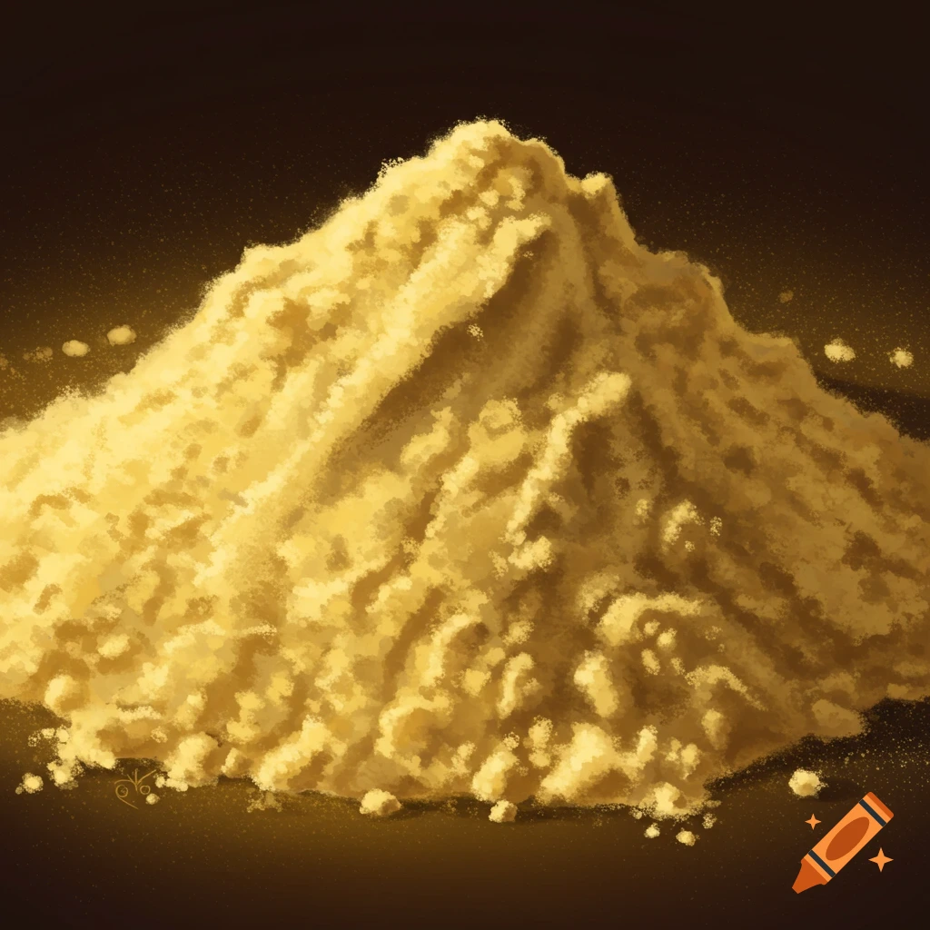 A large pile of golden wheat flour.