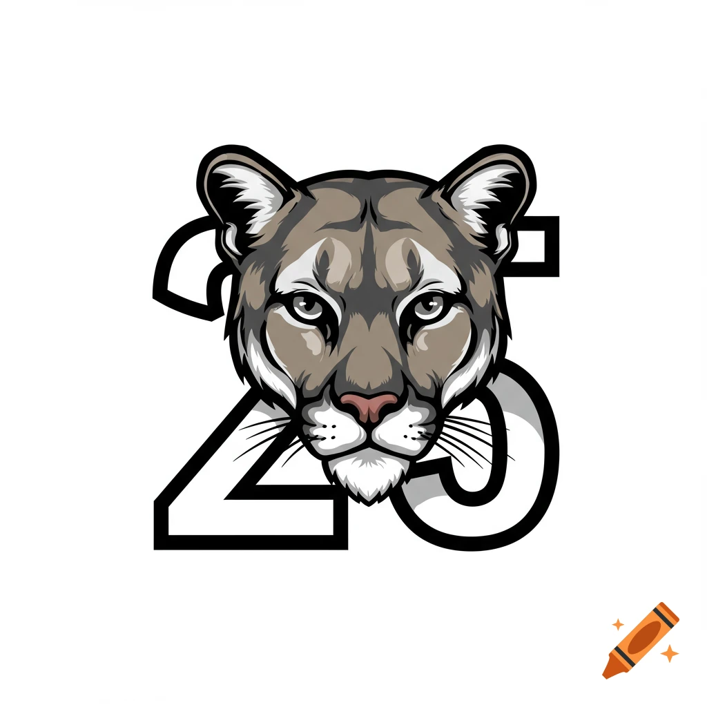Logo featuring a cougar face overlaid on the number 25