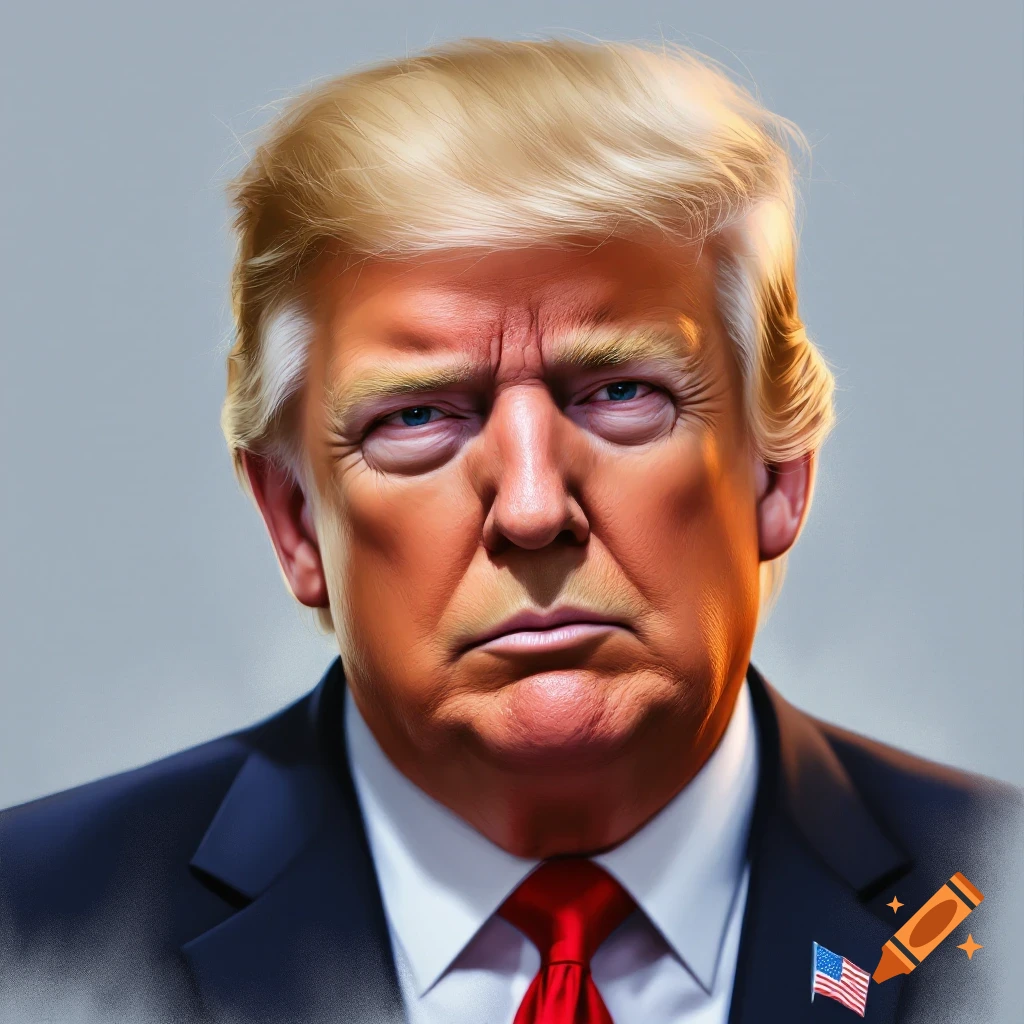 Portrait of Donald Trump in a suit and red tie.