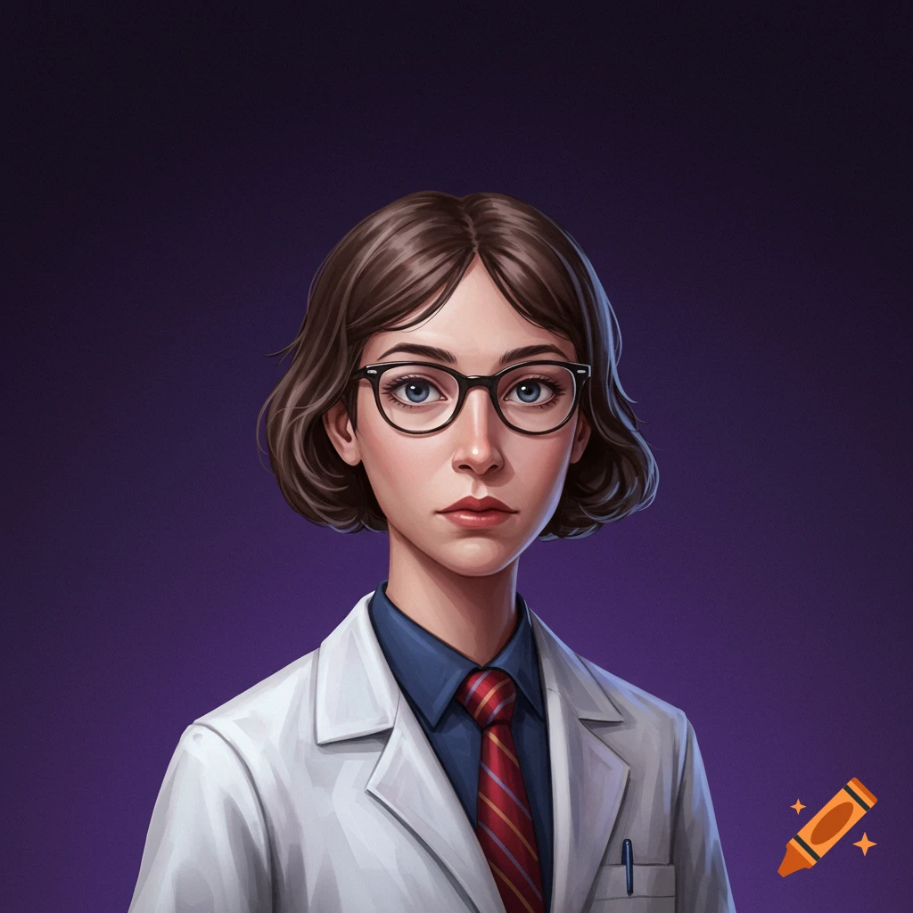 Image of a woman scientist wearing glasses and a lab coat.