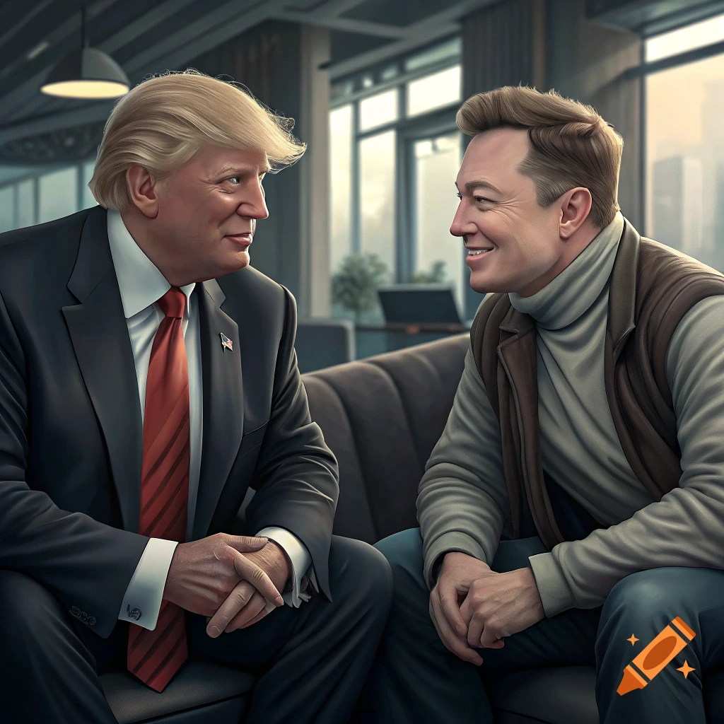 Donald Trump and Elon Musk sitting together