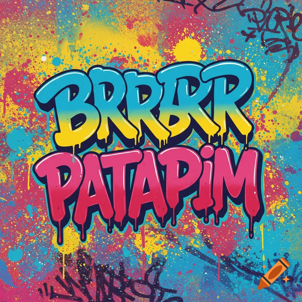 Colorful graffiti art with the words BRRR PATAPIM in large dripping letters.