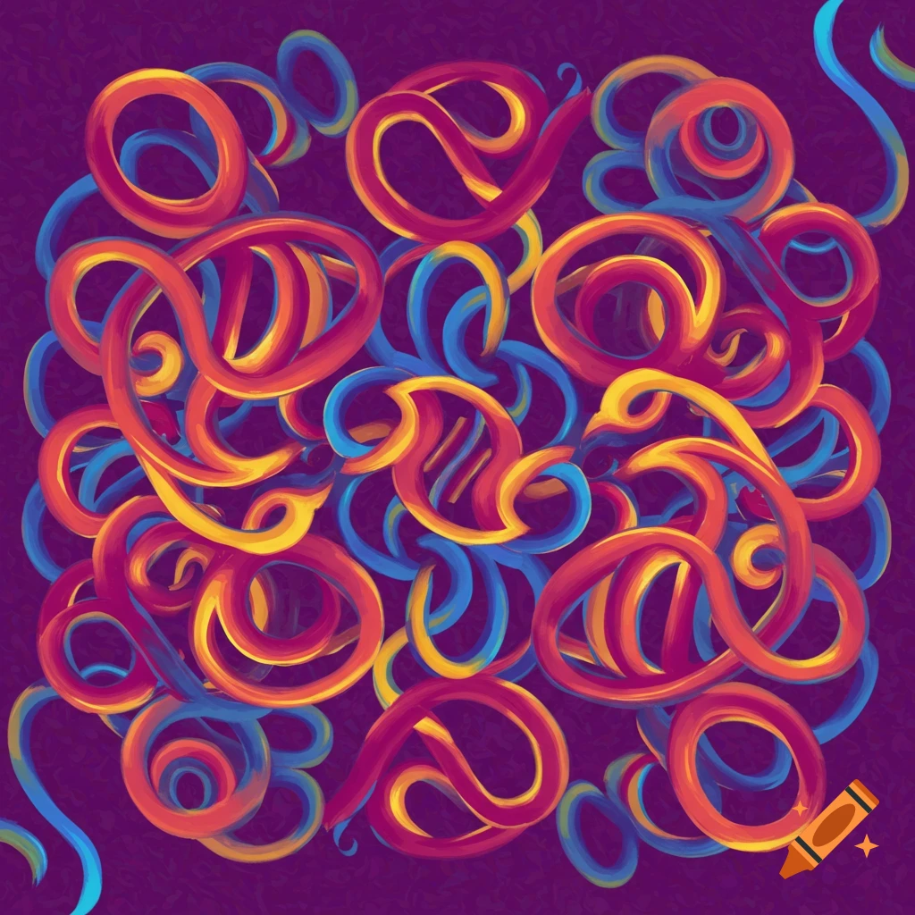 Colorful abstract loops forming a chaotic pattern.