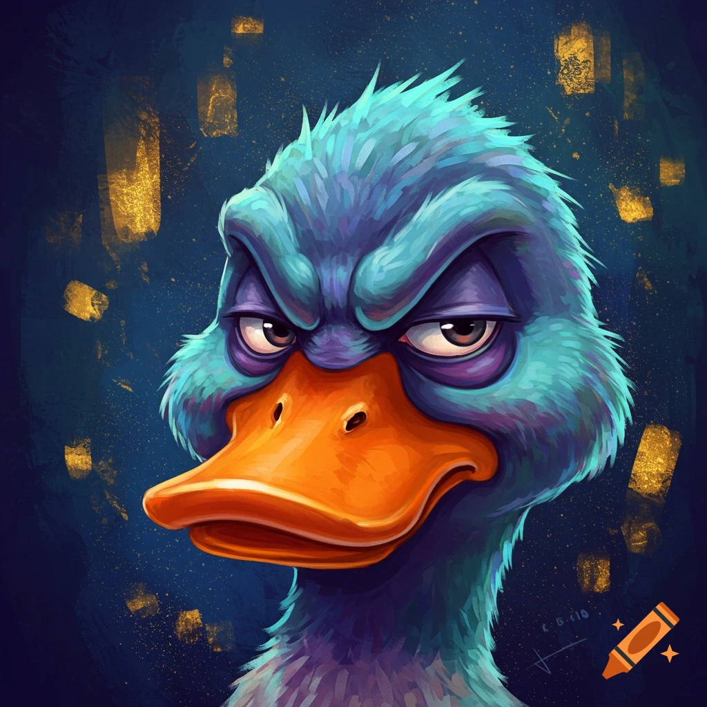 Grumpy blue duck face