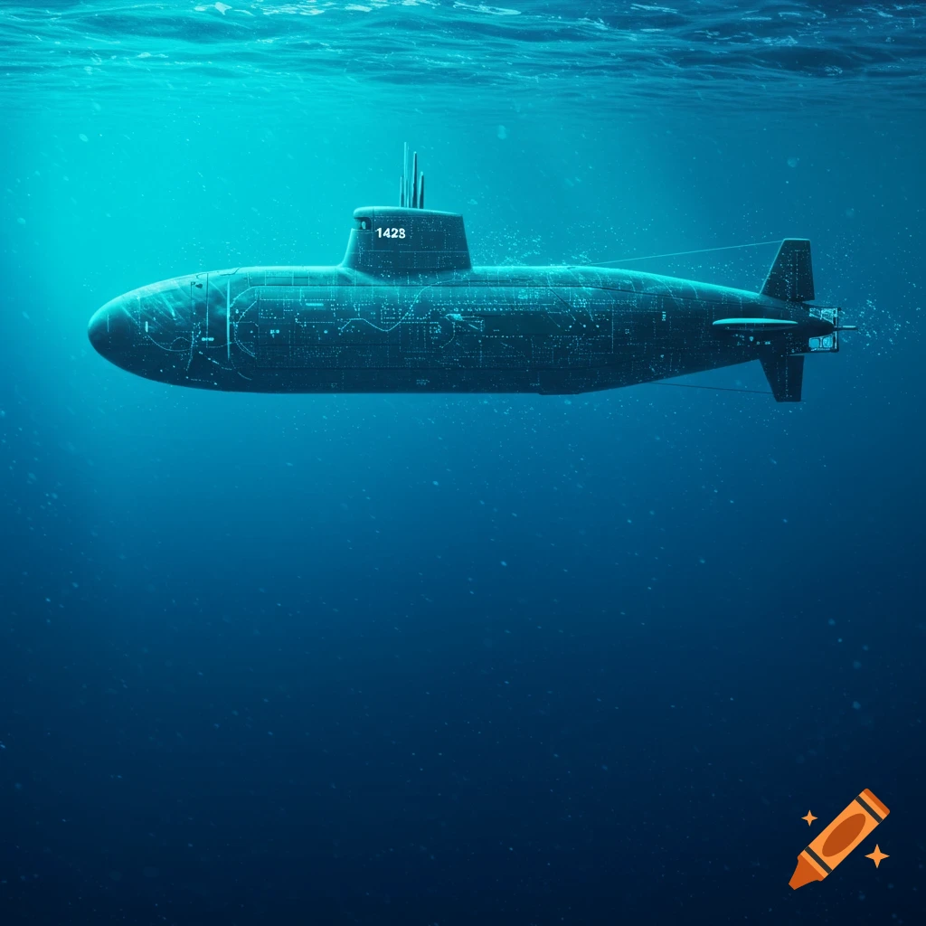 Image of a submarine with number 1428 underwater