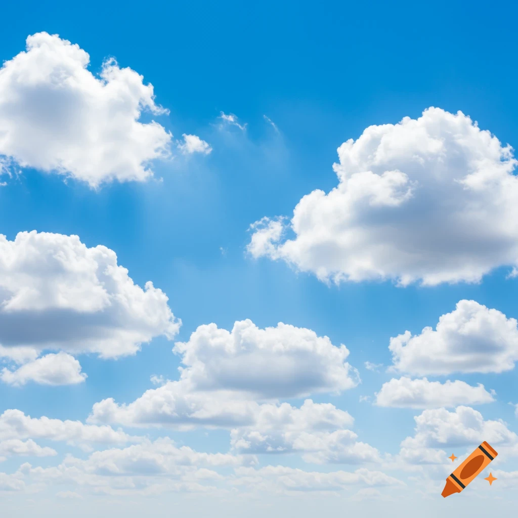 Blue sky with white cumulus clouds