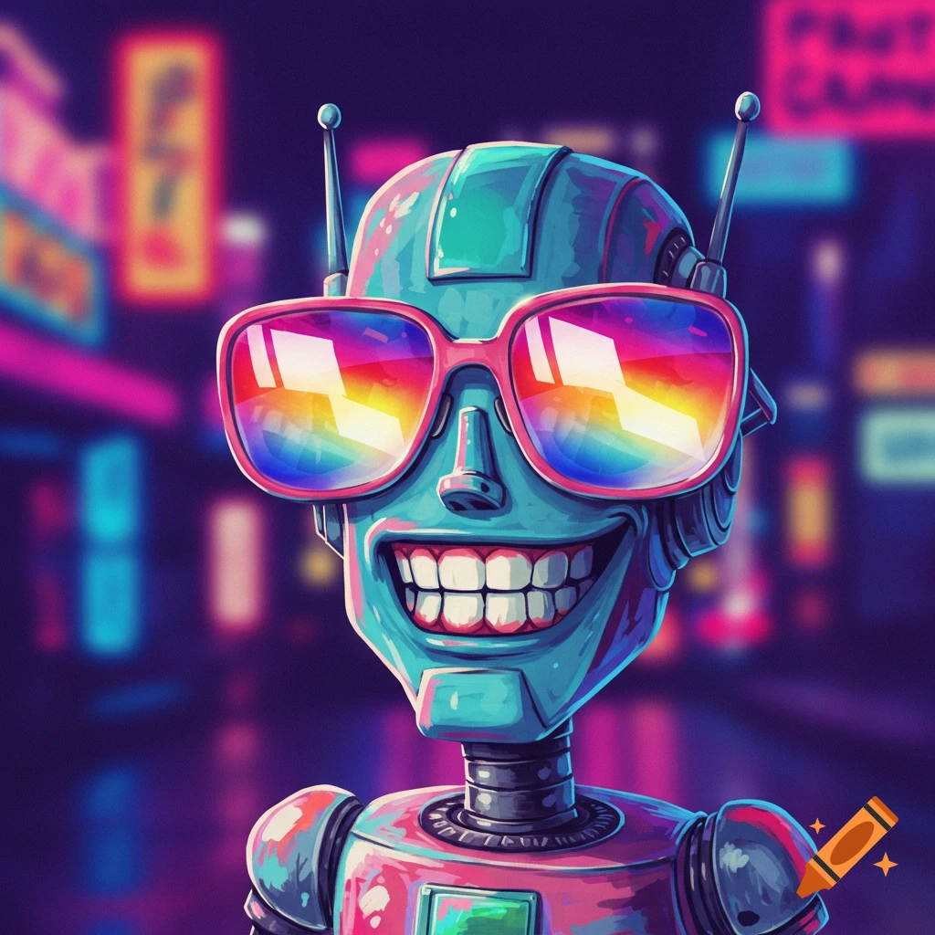 Funny robot with sunglasses