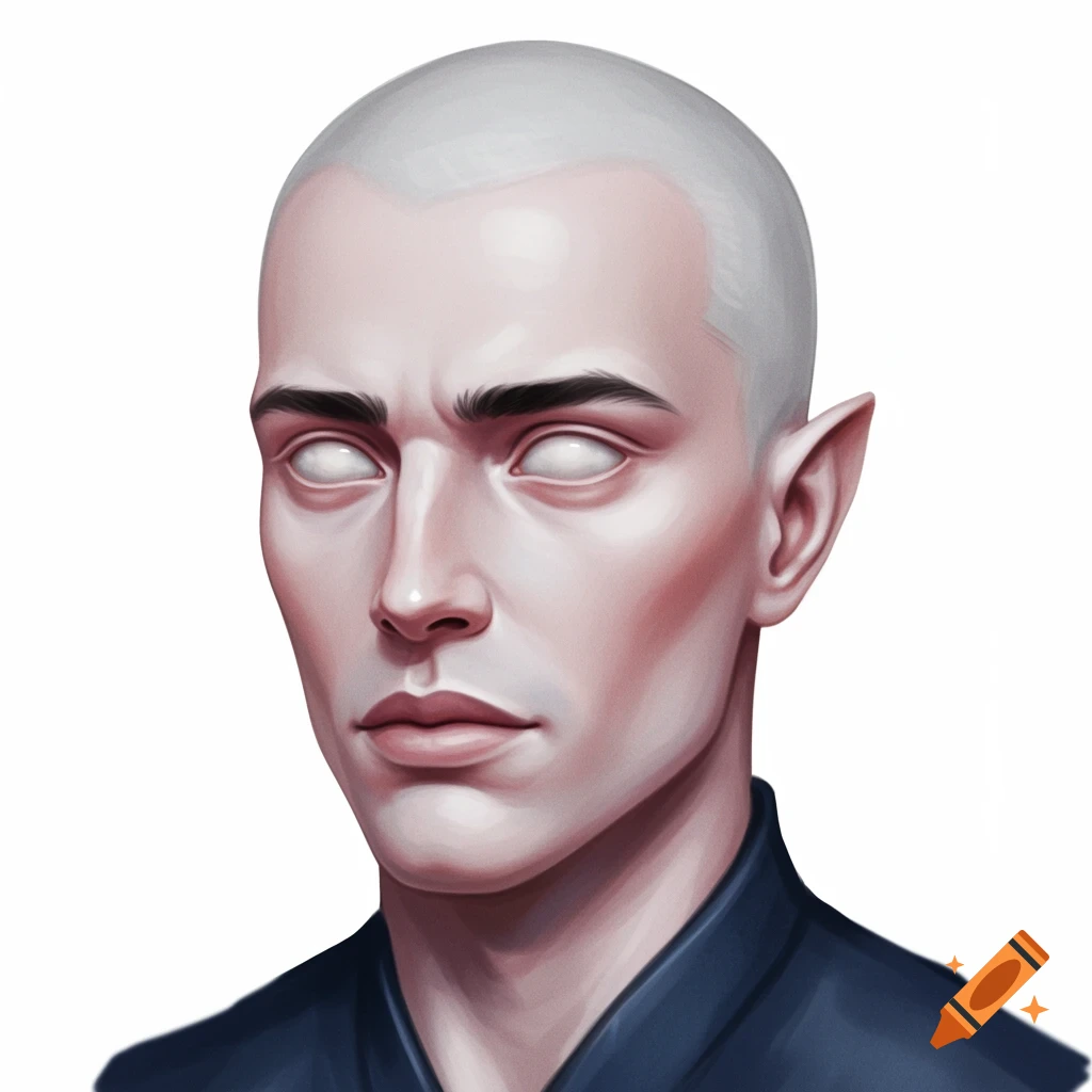 A figure with pointed ears and white eyes