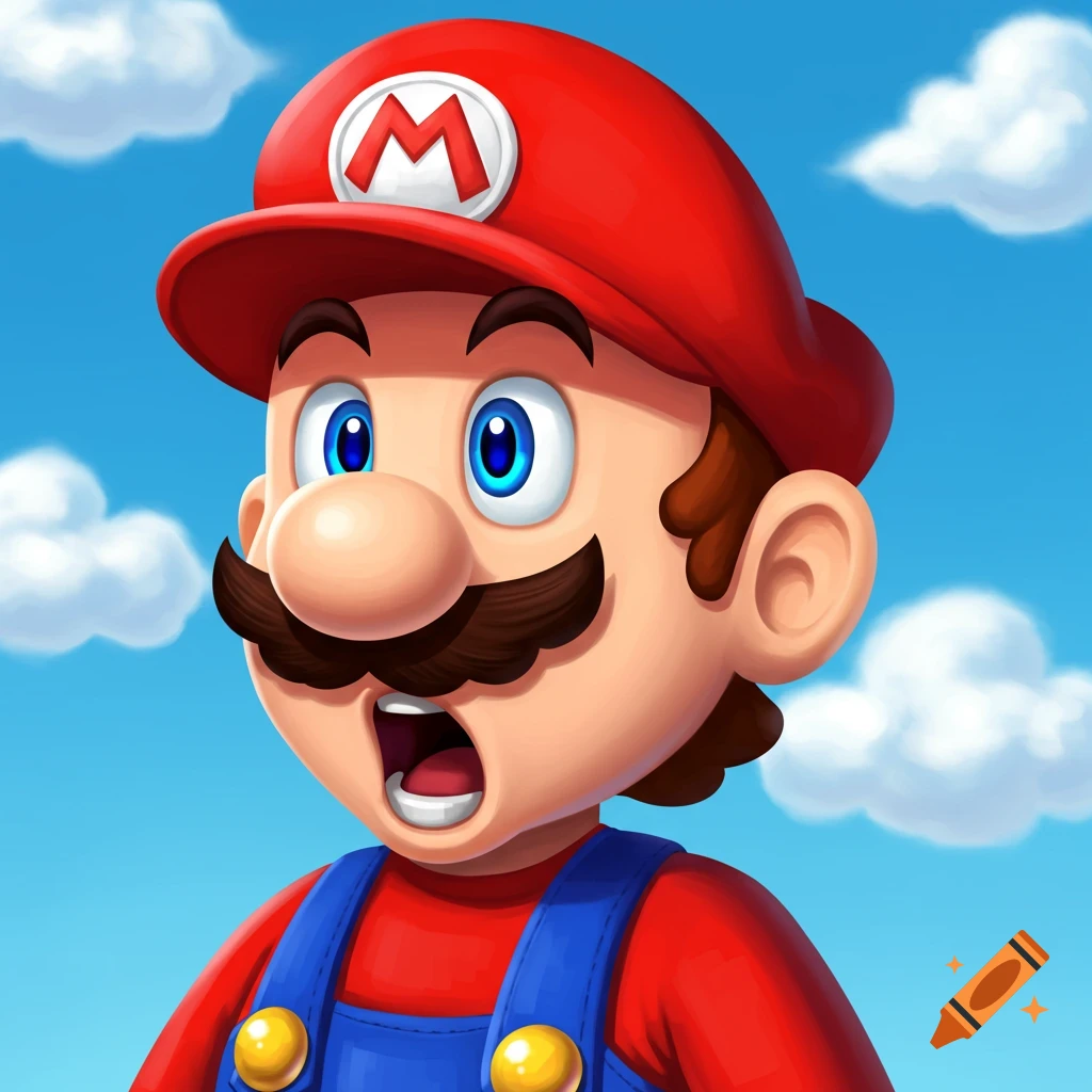 Mario with a surprised expression