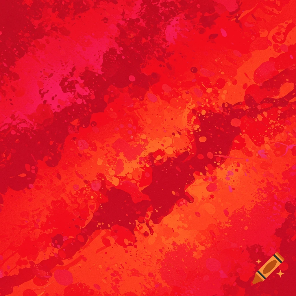 Abstract image of red and orange paint splatters.