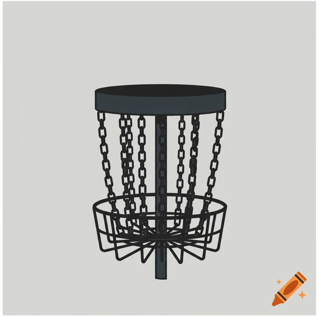 A simple vector graphic of a disc golf basket