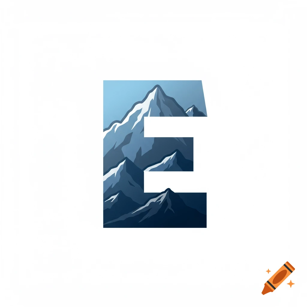 Graphic illustration of mountains forming the shape of the letter E.