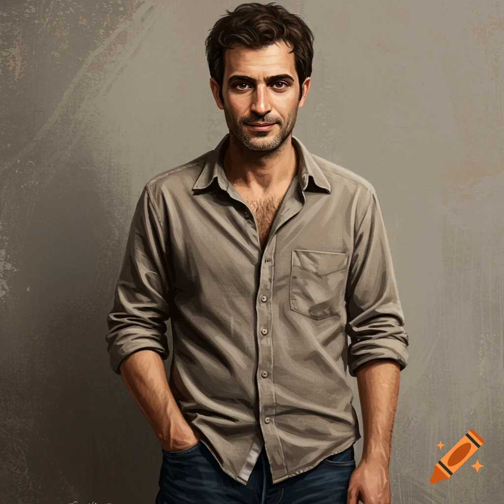 A man wears an unbuttoned shirt and puts his hands in his pockets.