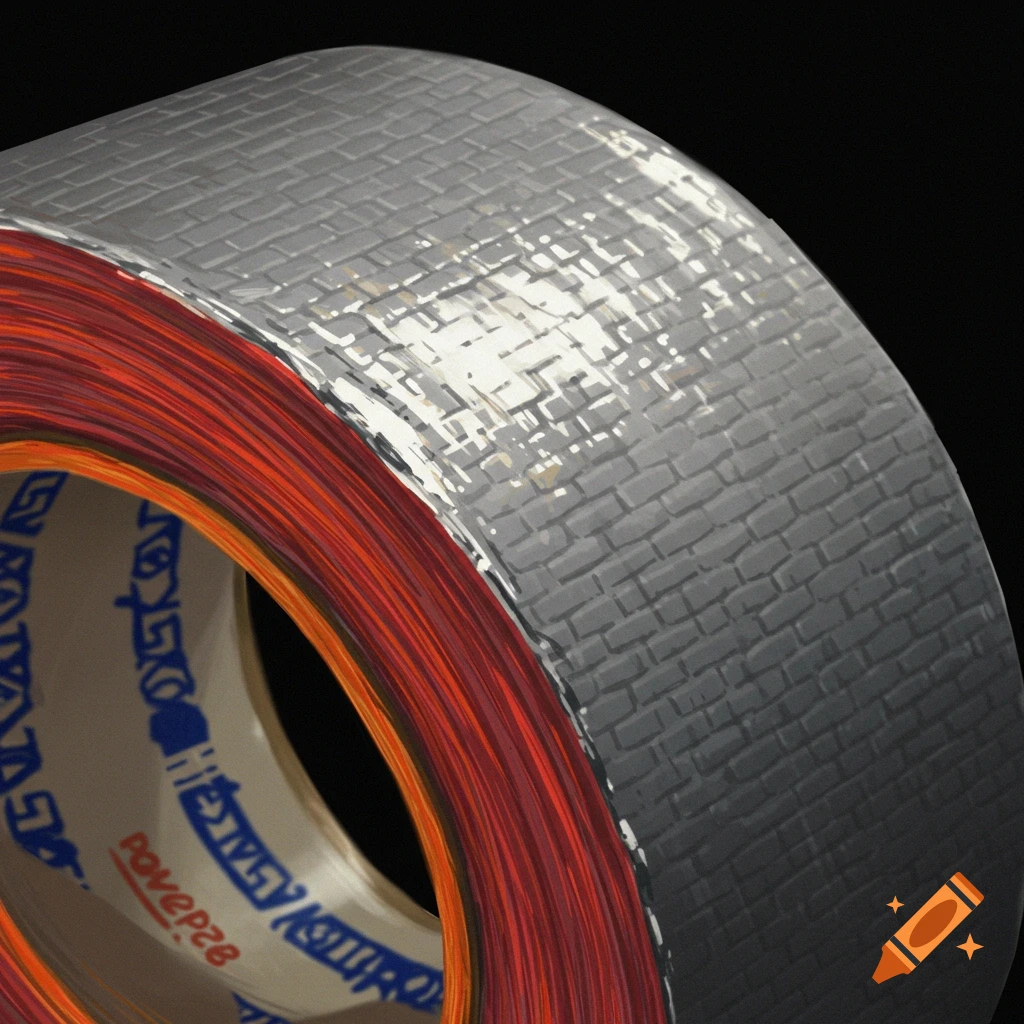 A roll of gray duct tape with an orange inner core.