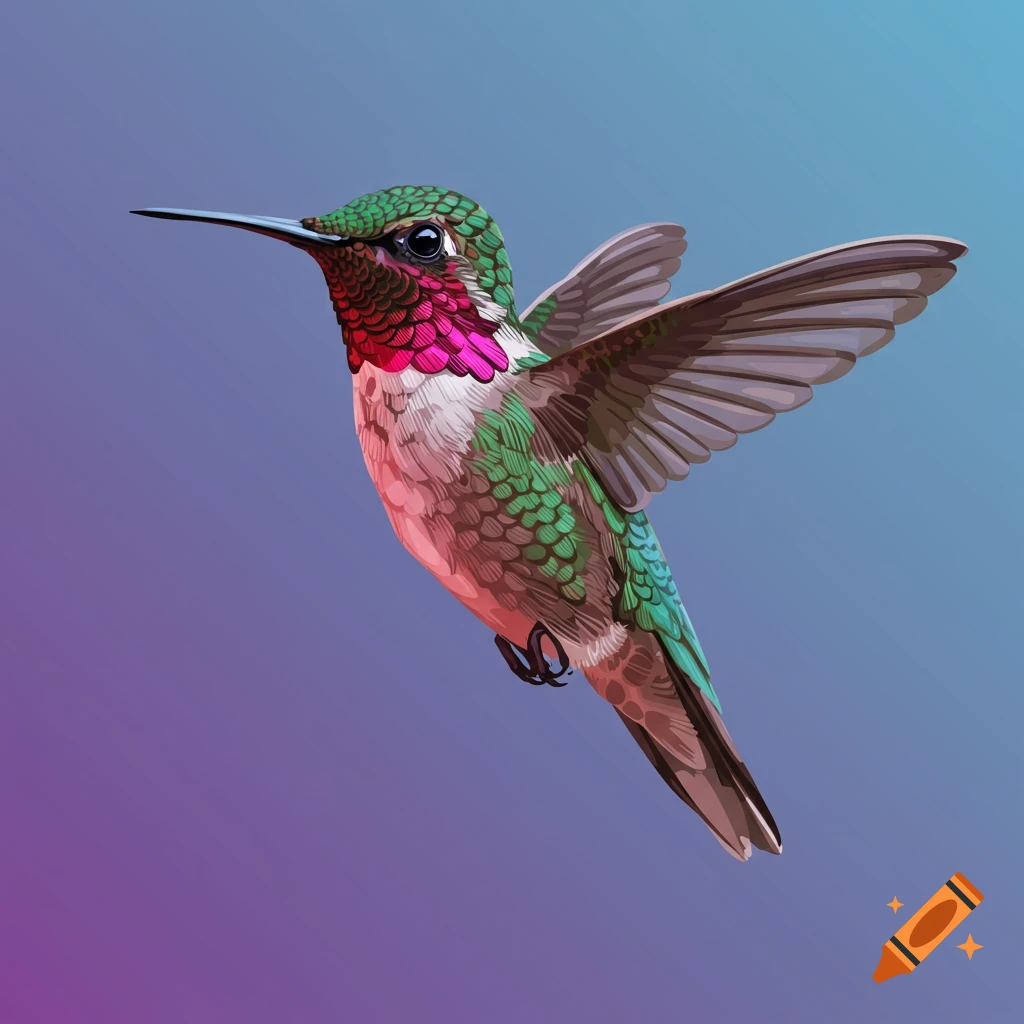 Vector graphic of a hummingbird in flight