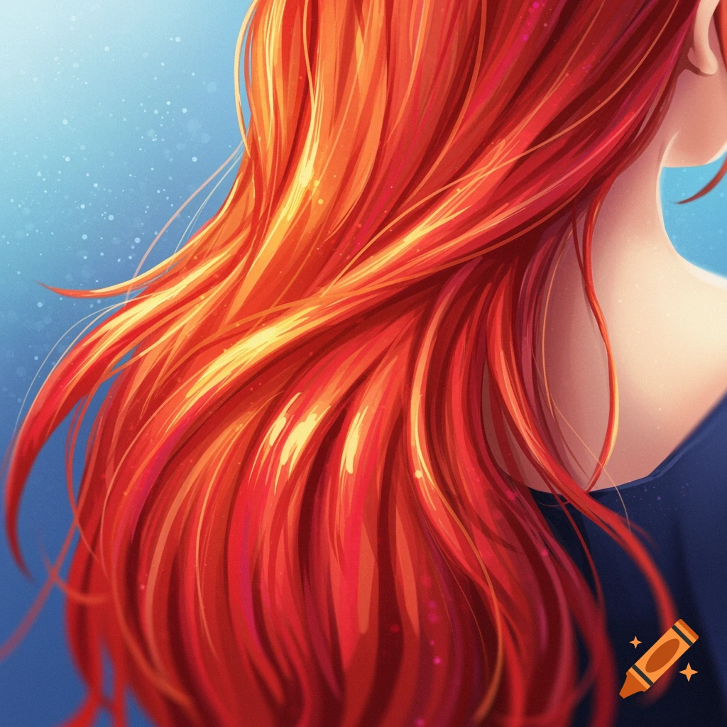 Long, flowing red hair