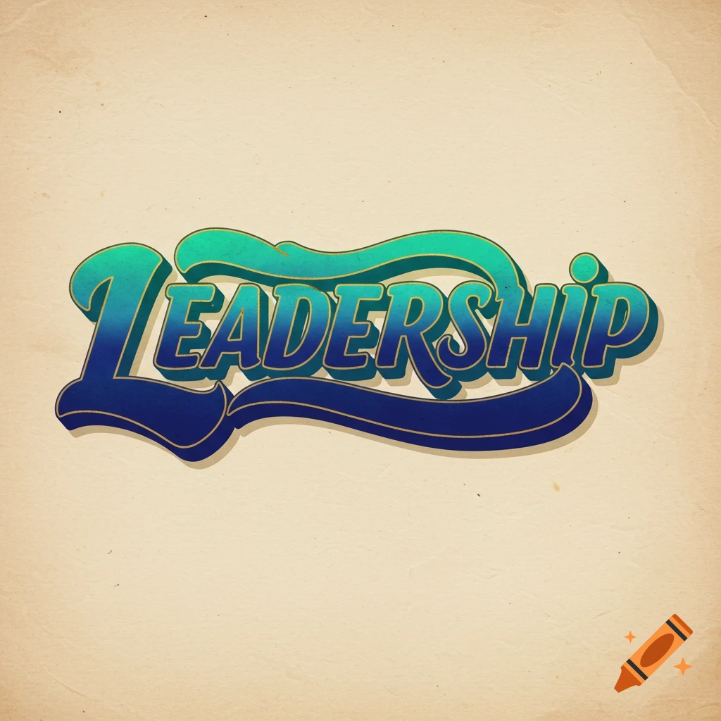 Stylized lettering of the word LEADERSHIP on a textured background