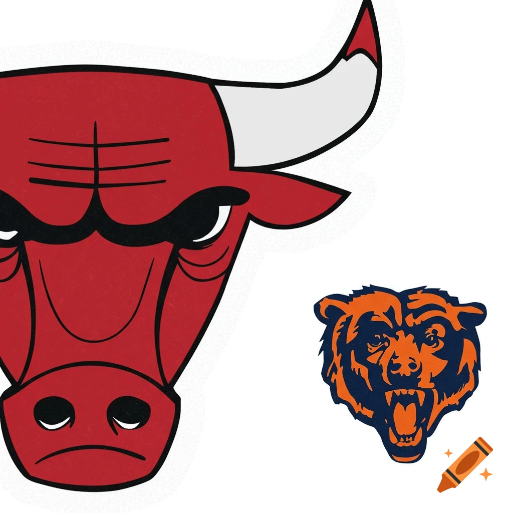 Logos for the Chicago Bulls and Chicago Bears placed side-by-side. on  Craiyon, image size:1024x1024