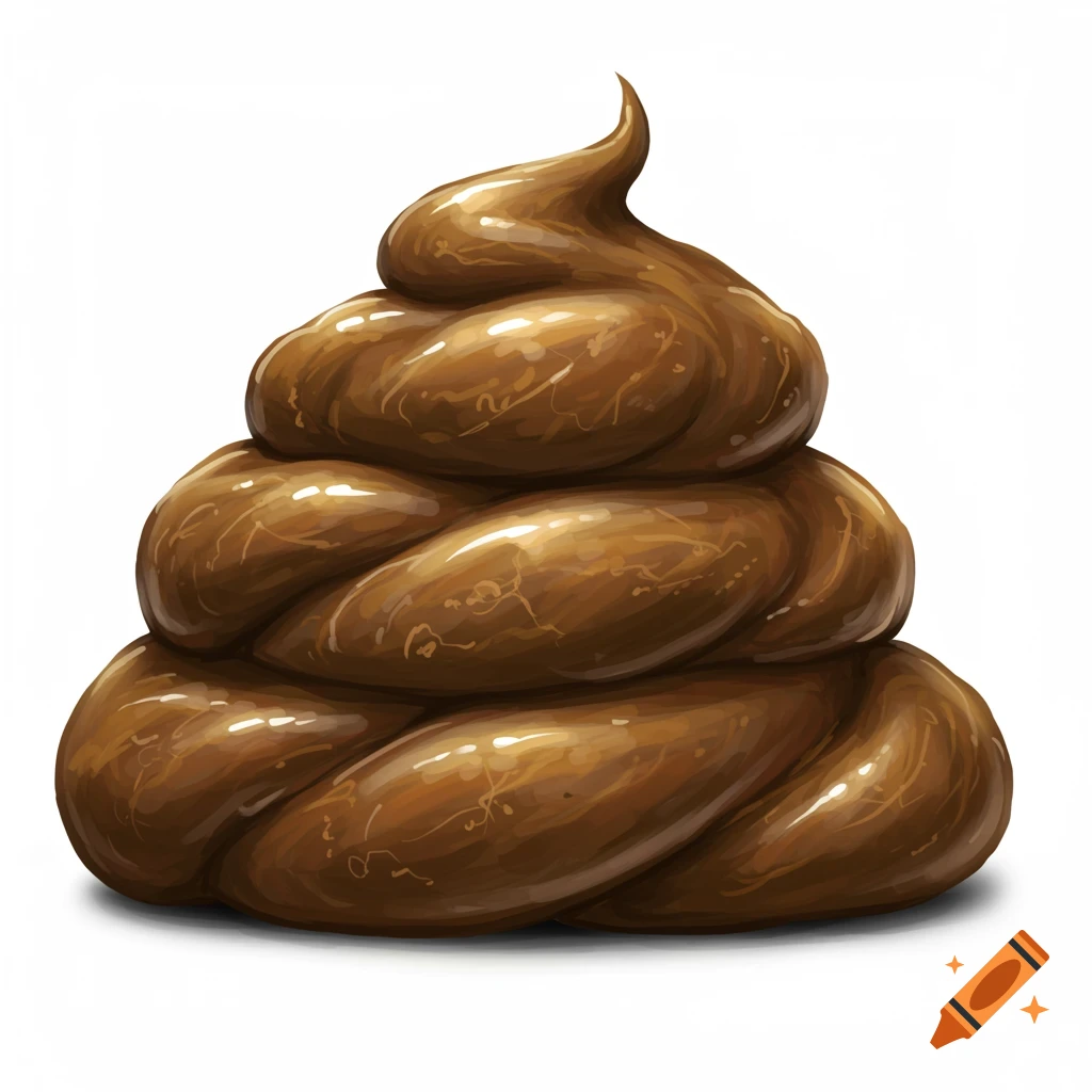A pile of poop on a white background.