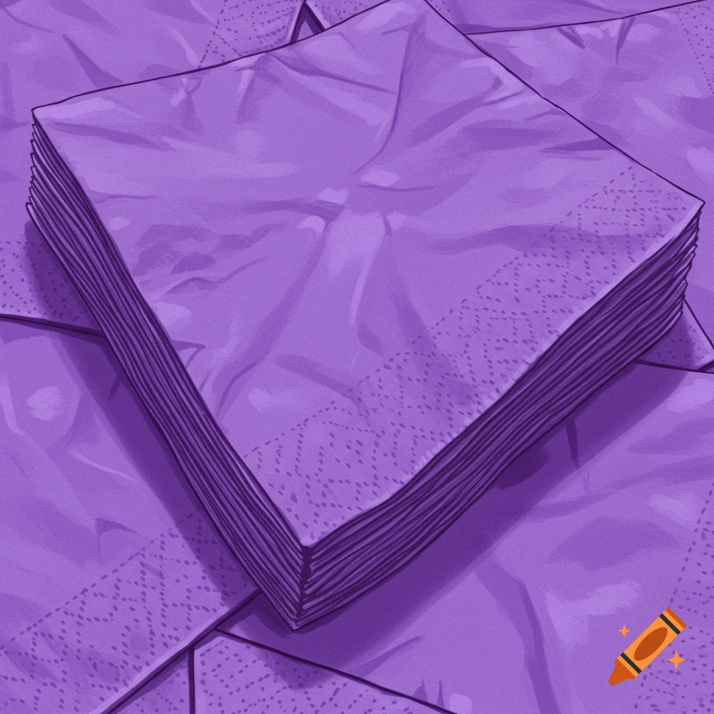 A stack of purple napkins with a textured pattern