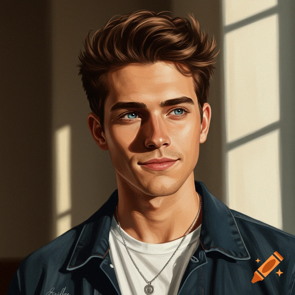 Portrait of a man with blue eyes in a blue jacket.