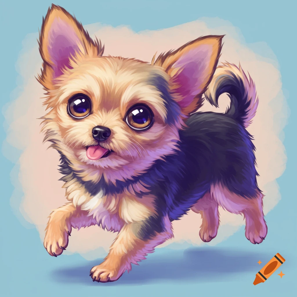 A cute stylized image of a small puppy running