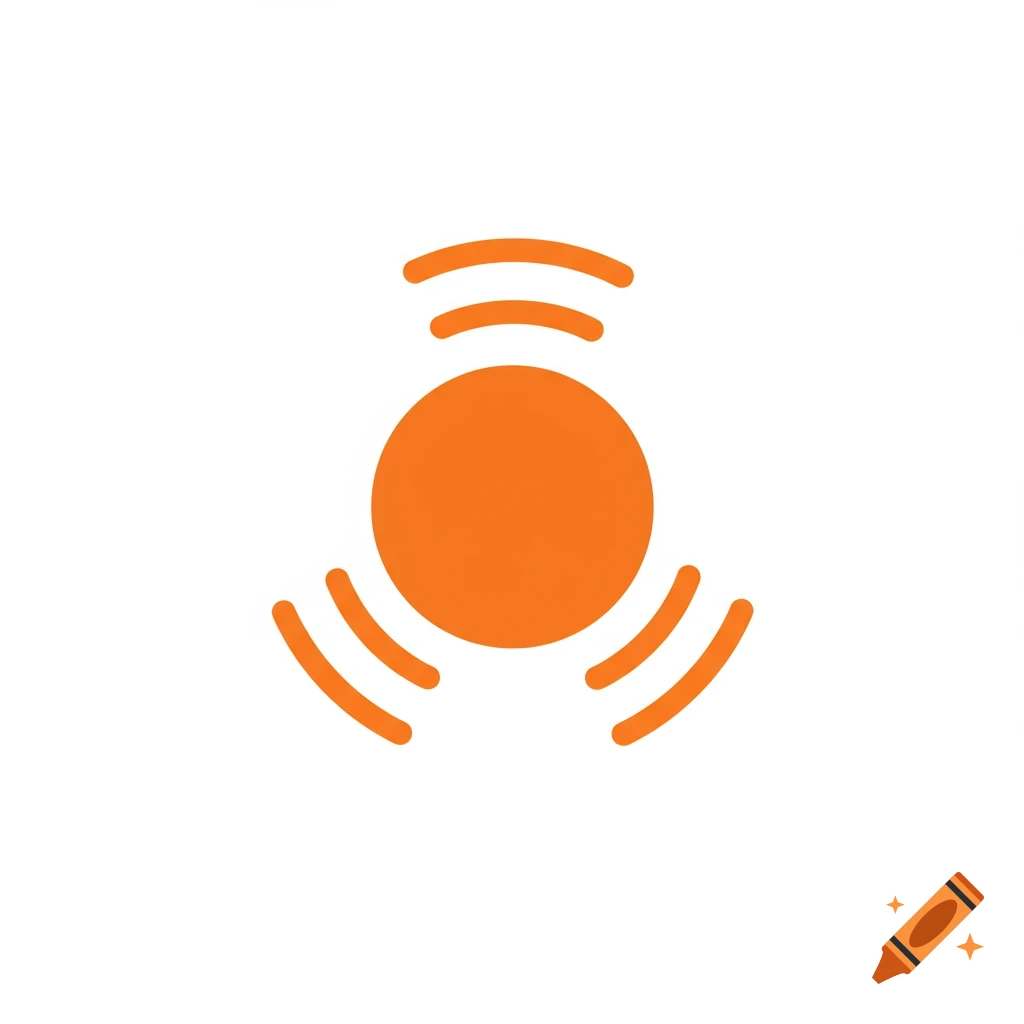 Minimalist orange icon showing radiating circles.