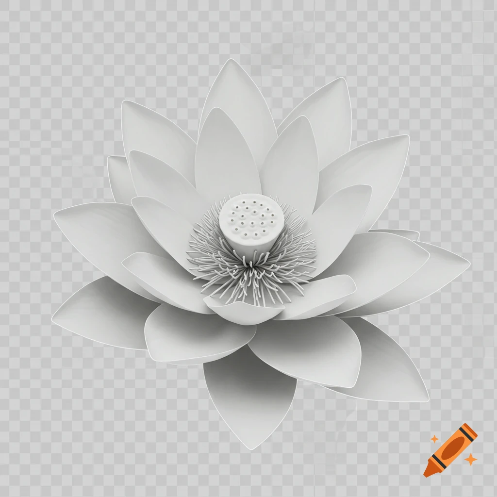 A white lotus flower illustration on a transparent background.