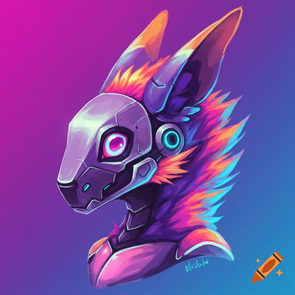 Image of a protogen head against a gradient background