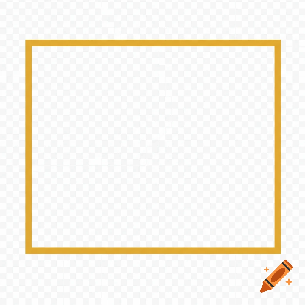 A mustard yellow rectangular frame on a transparent background.