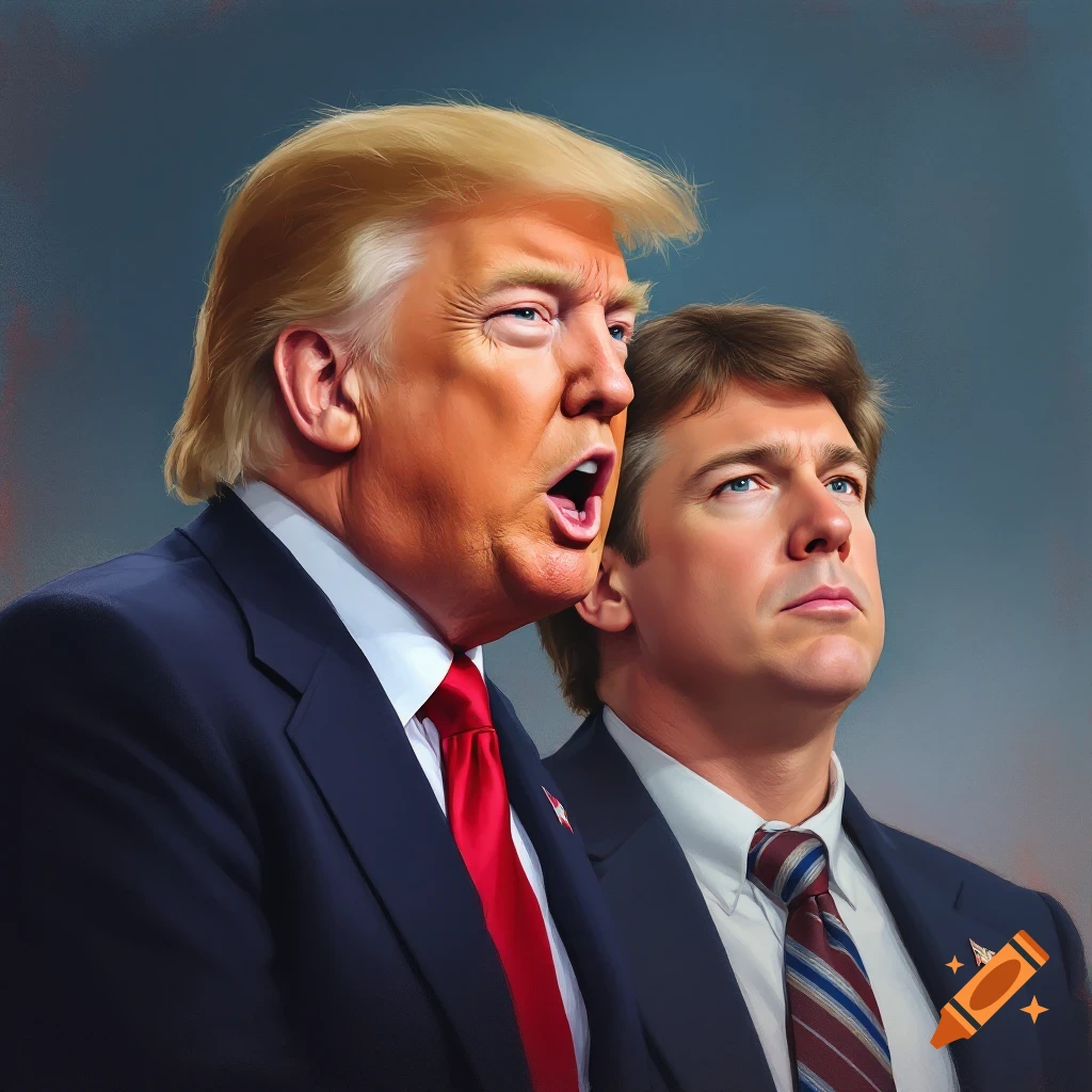 Donald Trump and JD Vance looking upwards