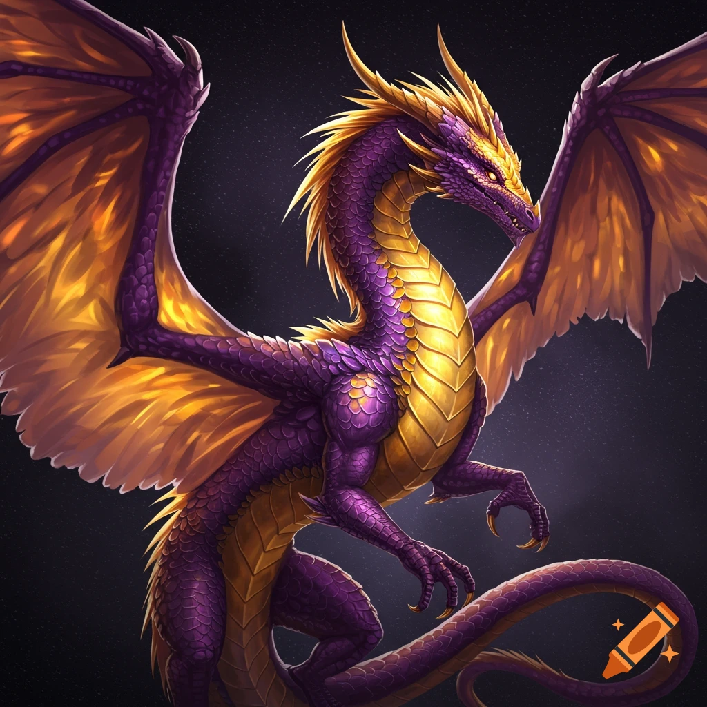 A purple and gold dragon.