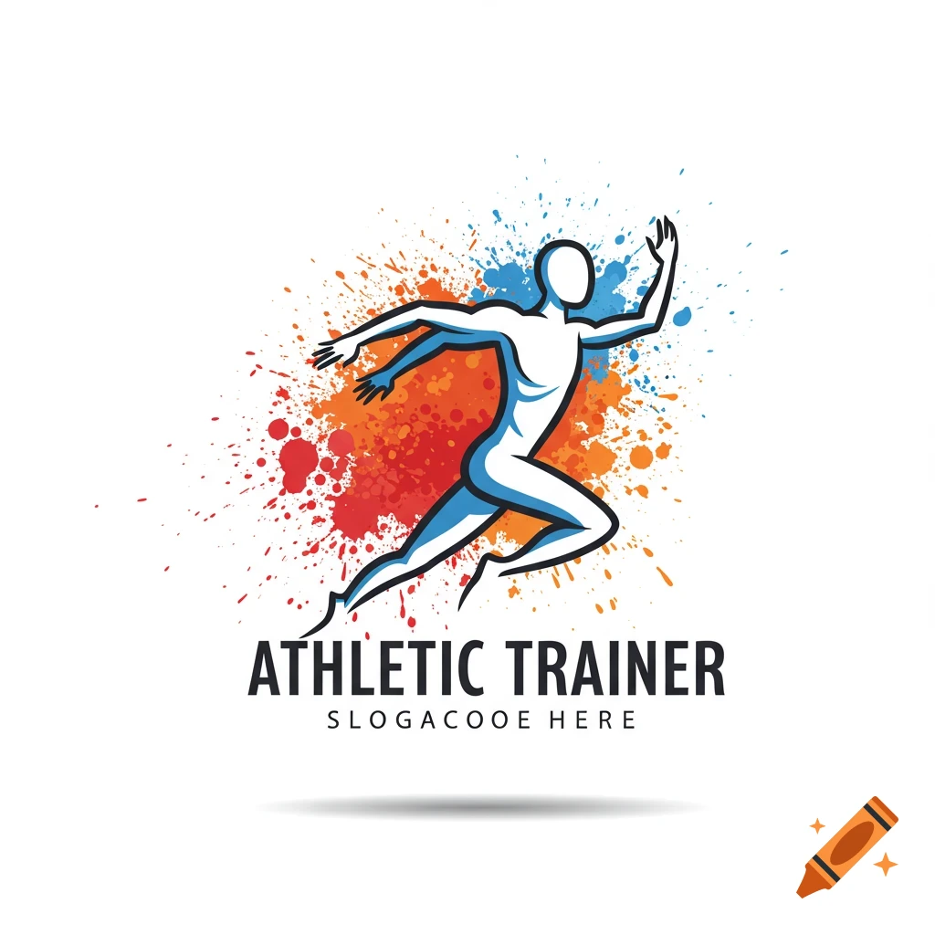 Stylized fitness brand logo of a running person in orange and pink ...