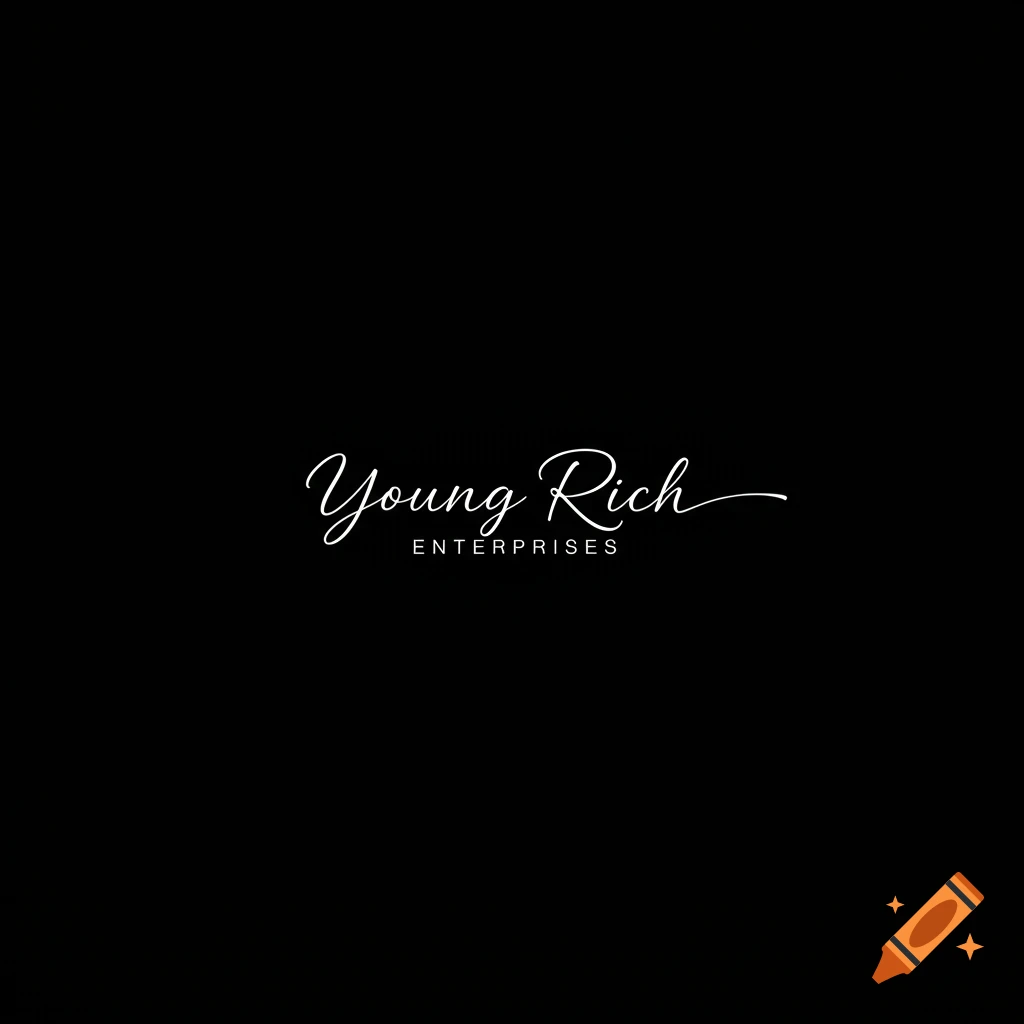 White cursive text 'Young Rich Enterprises' on a black background