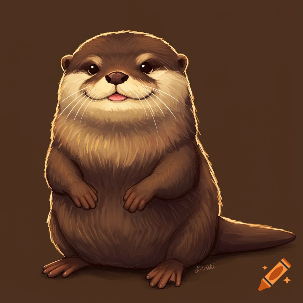A cute picture of a smiling otter standing up.