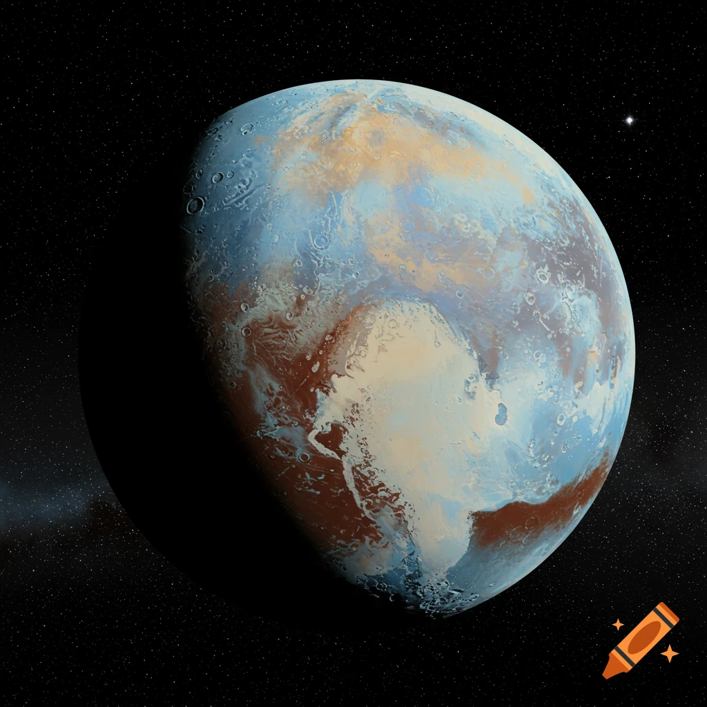 The dwarf planet Pluto in space.