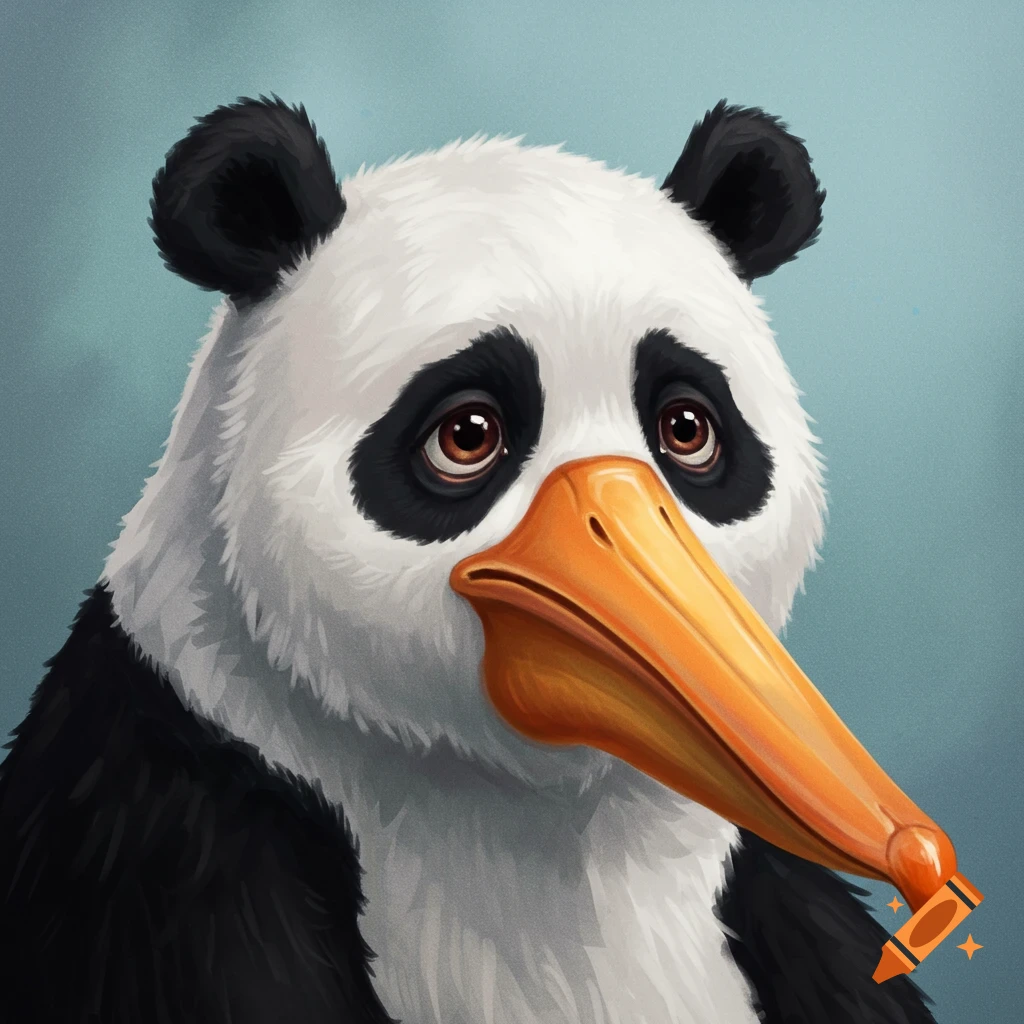 A worried panda-pelican hybrid