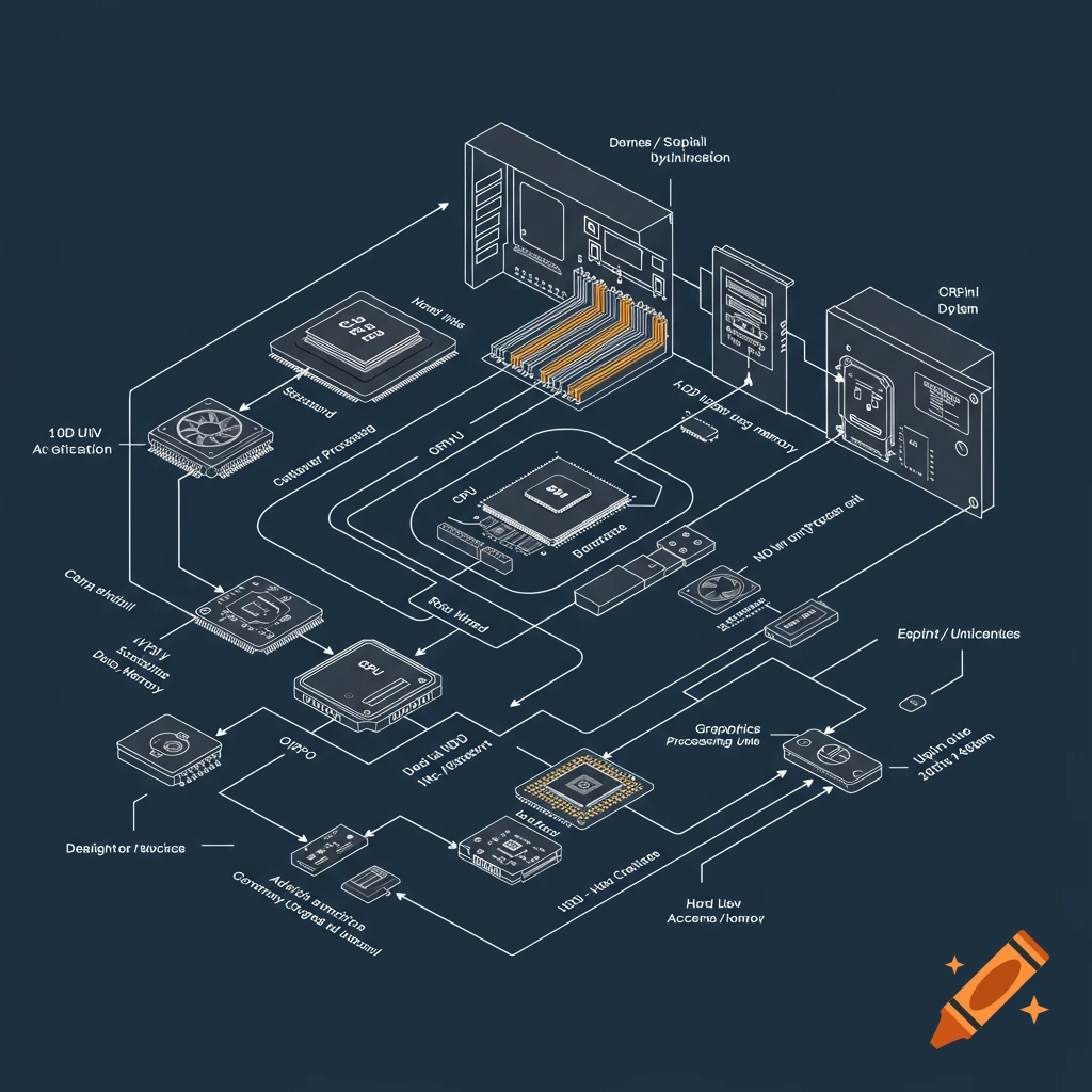PC system architecture diagram on Craiyon