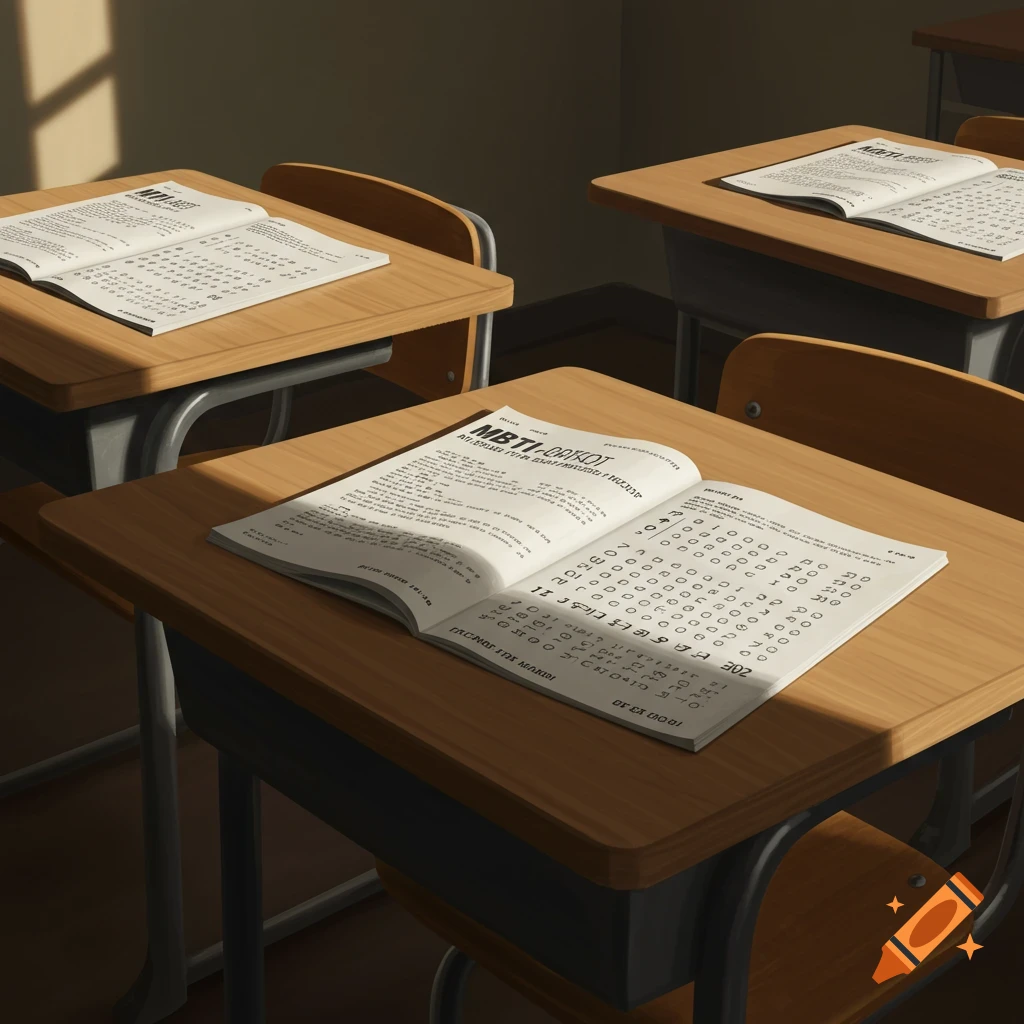 Empty school desks with open books in sunlight.
