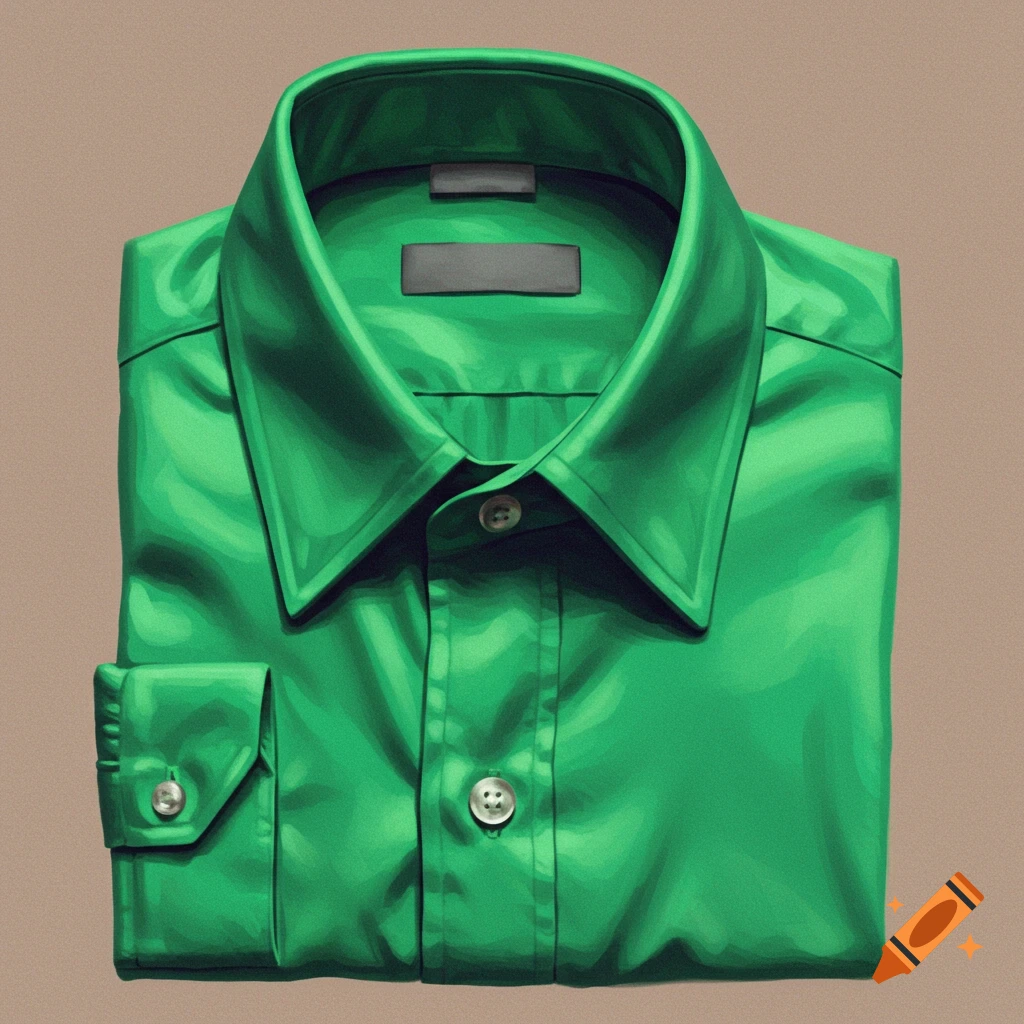 A folded green collared shirt.